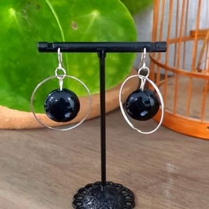 Hand crafted modern black glass earrings